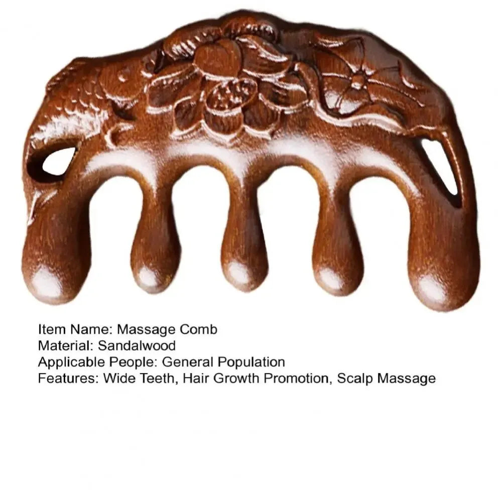 Sandalwood Wide Tooth Meridian Massage Comb | Head & Body Massage Comb QXL