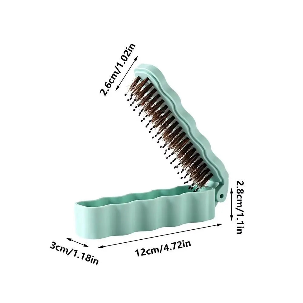 Foldable Boar Bristle Hair Brush – Anti-Static Travel Comb Foldable Hair Brush QXL