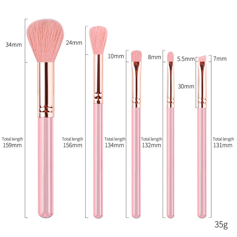 Zoreya 5-Piece Portable Eyeshadow Makeup Brush Set – Pink Makeup Brush Set QXL