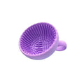 Silicone Makeup Brush Cleaning Mat & Folding Scrubber Bowl Brush Cleaning Mat QXL M33 Purple