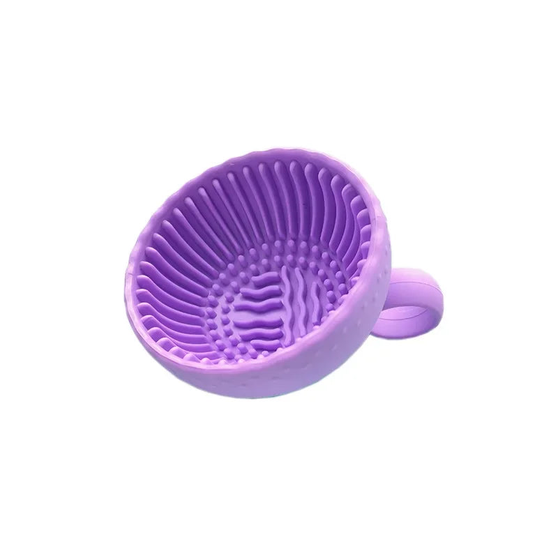Silicone Makeup Brush Cleaning Mat & Folding Scrubber Bowl Brush Cleaning Mat QXL M33 Purple