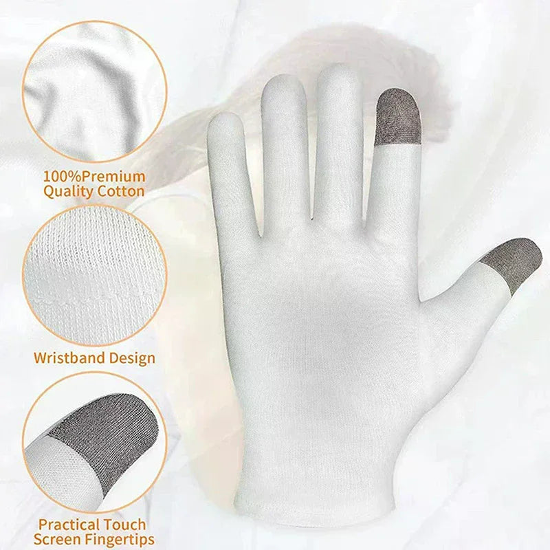 Soft Cotton Moisturizing Gloves | Overnight Lotion-Lock Spa Moisturizing Hand Gloves QXL