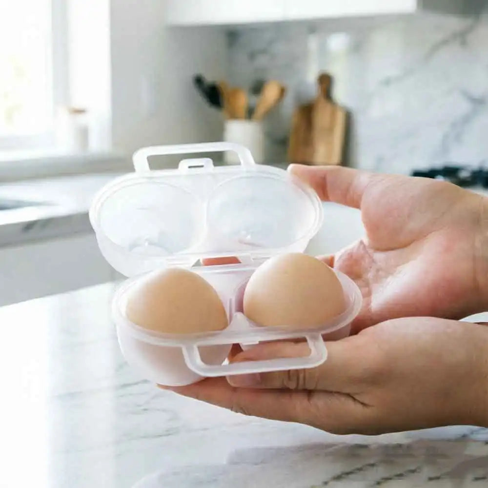 2-Cell Portable Plastic Egg Carrier Box | Shock-Absorbing Tray Egg Storage Box QXL