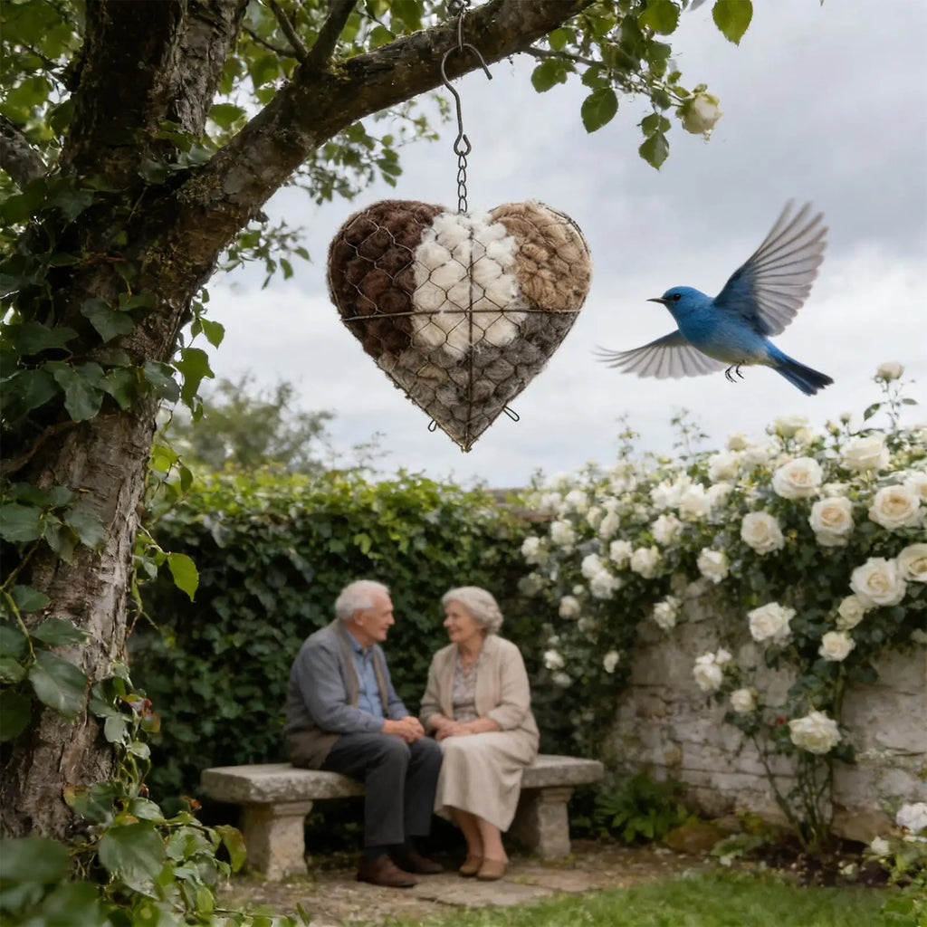 Heart-Shaped Bird Nesting Material Holder | Hangable Outdoor Bird Nesting Holder QXL