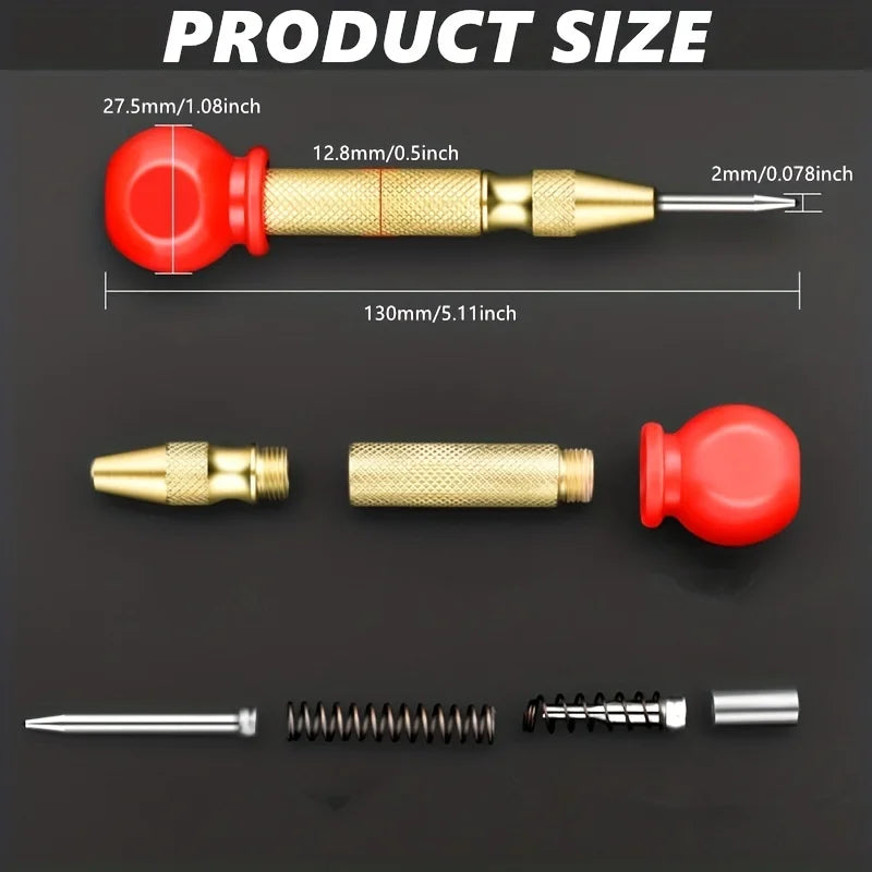 Automatic Spring Center Punch – Adjustable Tension Red Grip Center Punch Tool QXL