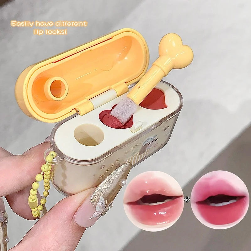 2-in-1 Matte & Mirror Lip Gloss | Earphone Case Compact Dual Finish Lip Gloss QXL