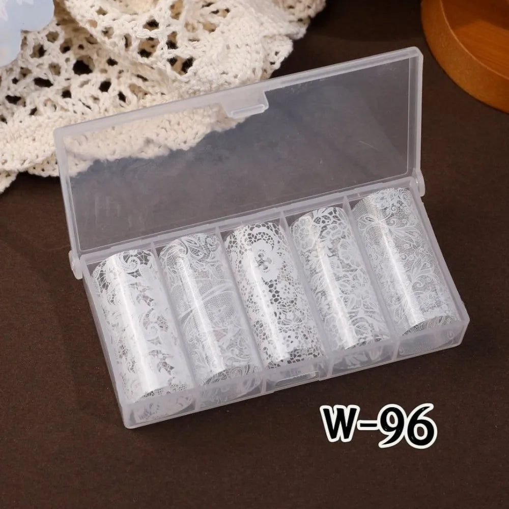 Lace Holographic Nail Foils | Black White Sequin Nail Stickers Nail Foil Stickers QXL 9