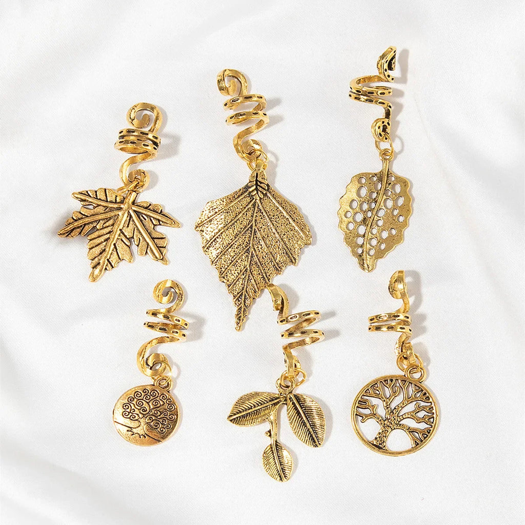 6-Pack Gold Dreadlock Beads | Adjustable Braid Cuff Clips Hair Braid Beads QXL