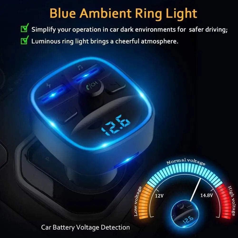 Bluetooth 5.0 FM Transmitter Car Adapter | Dual USB Fast Charge FM Transmitter Adapter QXL