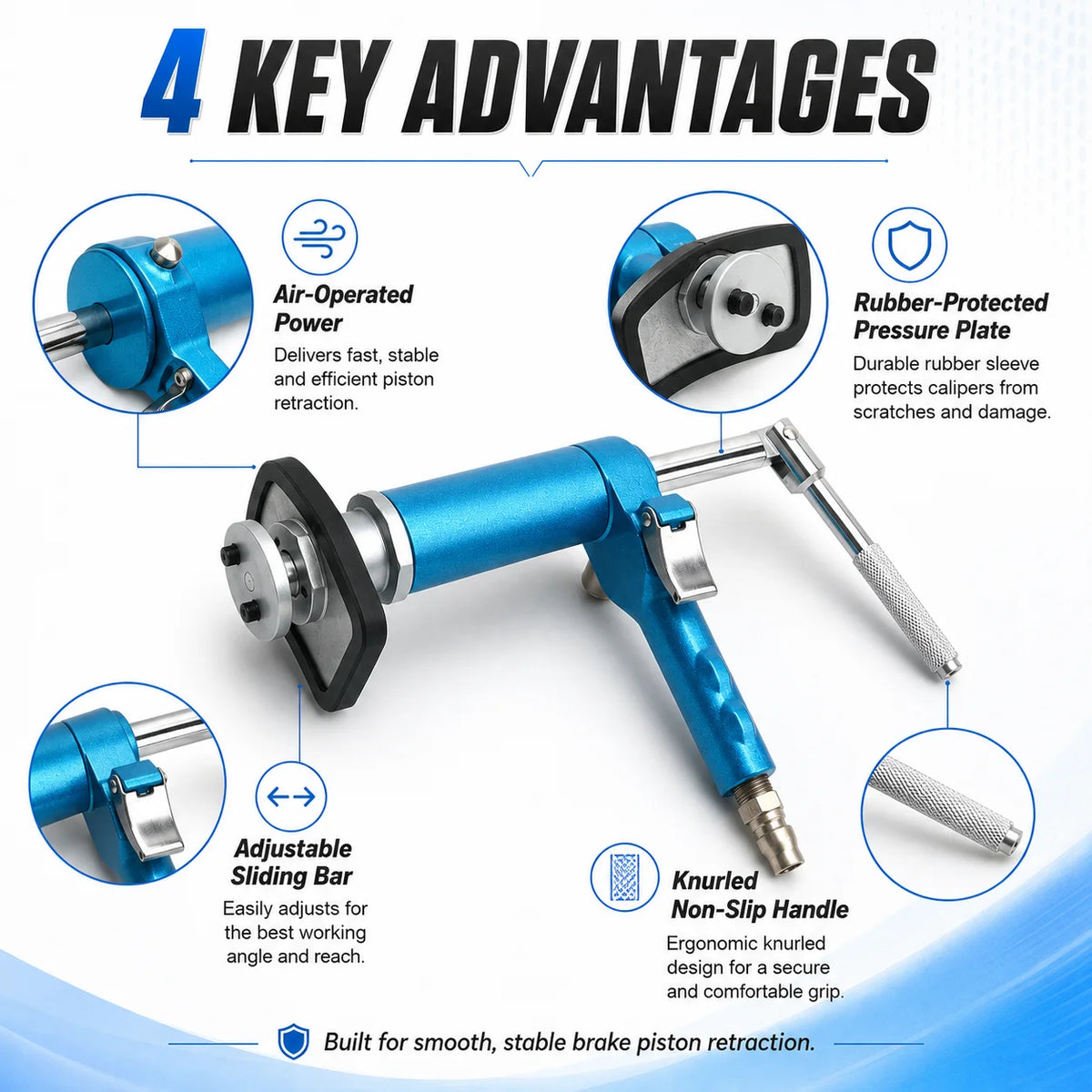 Pneumatic Disc Brake Caliper Piston Tool | Air-Powered Press Brake Caliper Tool QXL