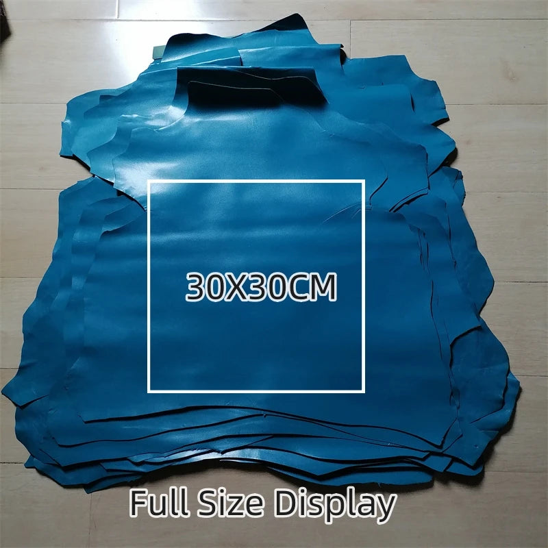 Peacock Blue Top-Grain Goatskin Leather 0.6–0.7mm | DIY Lining Leather Craft Sheet QXL