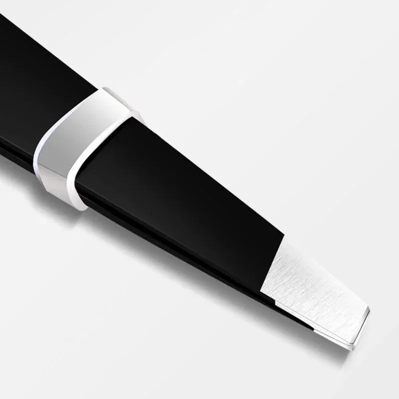 Black Stainless Steel Eyebrow Tweezer – Slant & Flat Tip Eyebrow Tweezer QXL