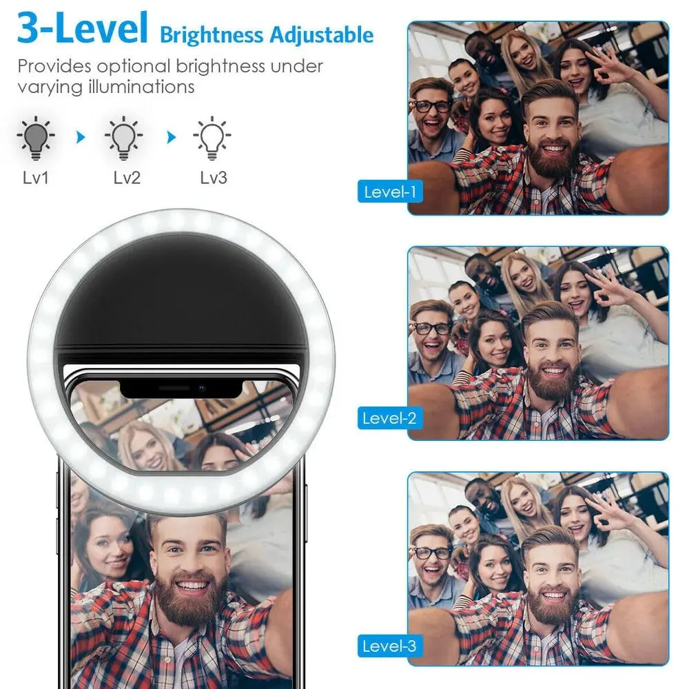 LED Selfie Ring Light with Phone Clip & USB Charge Selfie Ring Light QXL