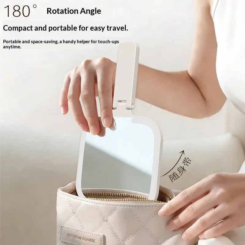 LED Foldable Makeup Mirror | 3-Color Touch Screen Vanity LED Vanity Mirror QXL