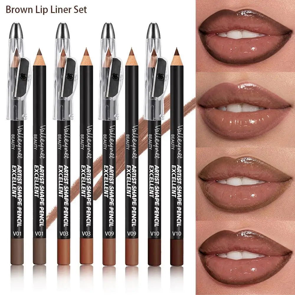 4-Piece Brown Shades Lip Liner Set | Matte & Waterproof Lip Liner Set QXL Brown Lip Liner Set