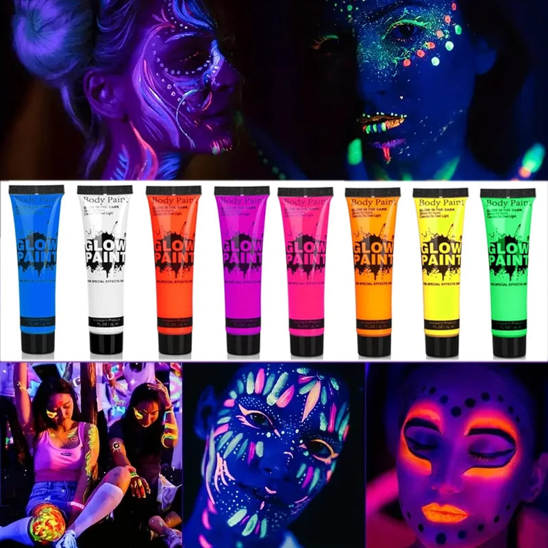 VERONNI 8-Color UV Neon Face & Body Paint | 25ml Glow Set UV Body Paint QXL