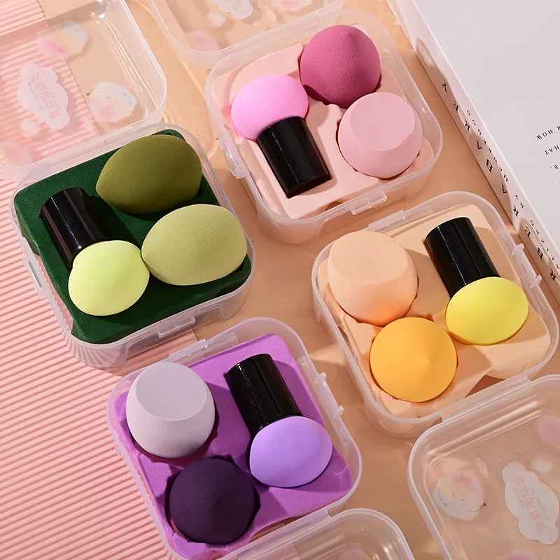 3-Pack Makeup Blender Sponge Set with Storage Box | 4 Colors Makeup Sponge Set QXL
