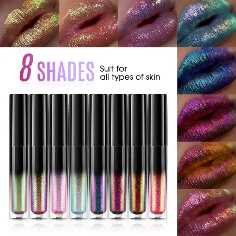 14-Color Chameleon Lip Gloss | Metallic Waterproof Glaze Chameleon Lip Gloss QXL