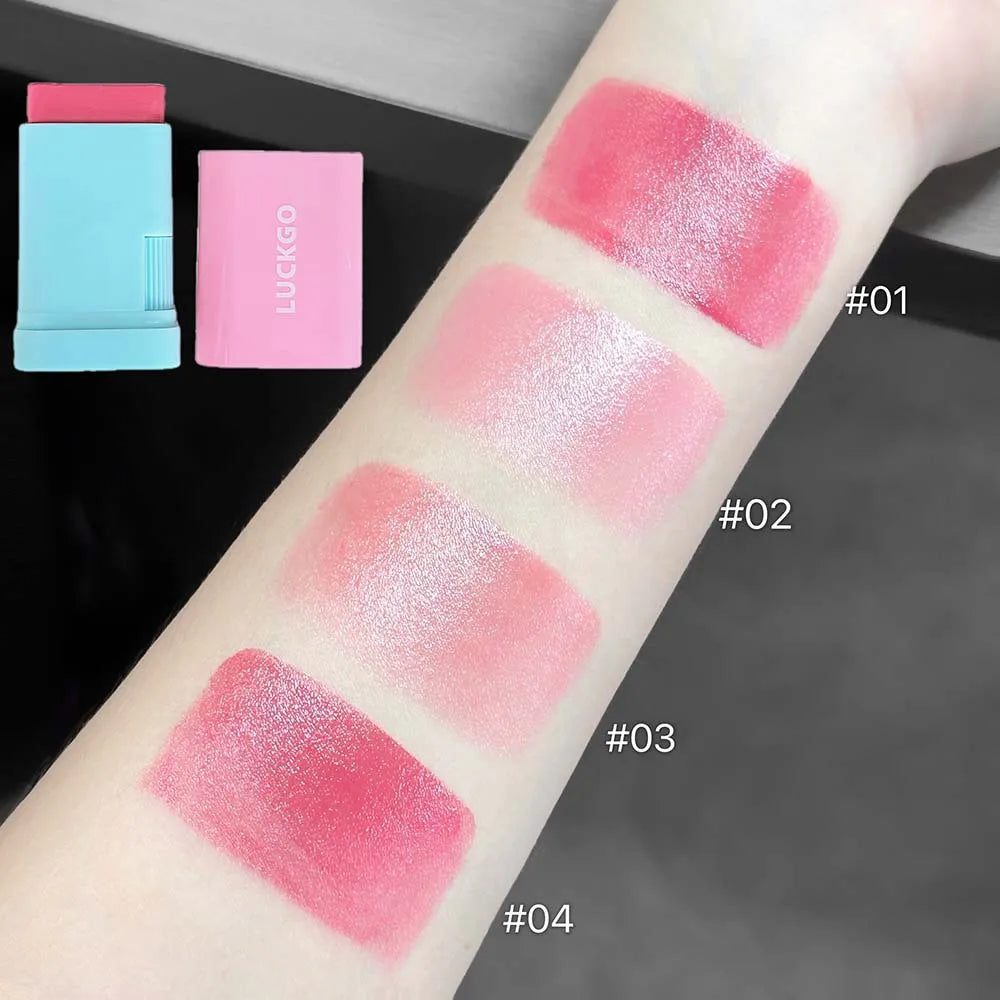 LUCKGO Glazed Watery Blush Stick | Cream Cheek & Lip Tint Cream Blush Stick QXL