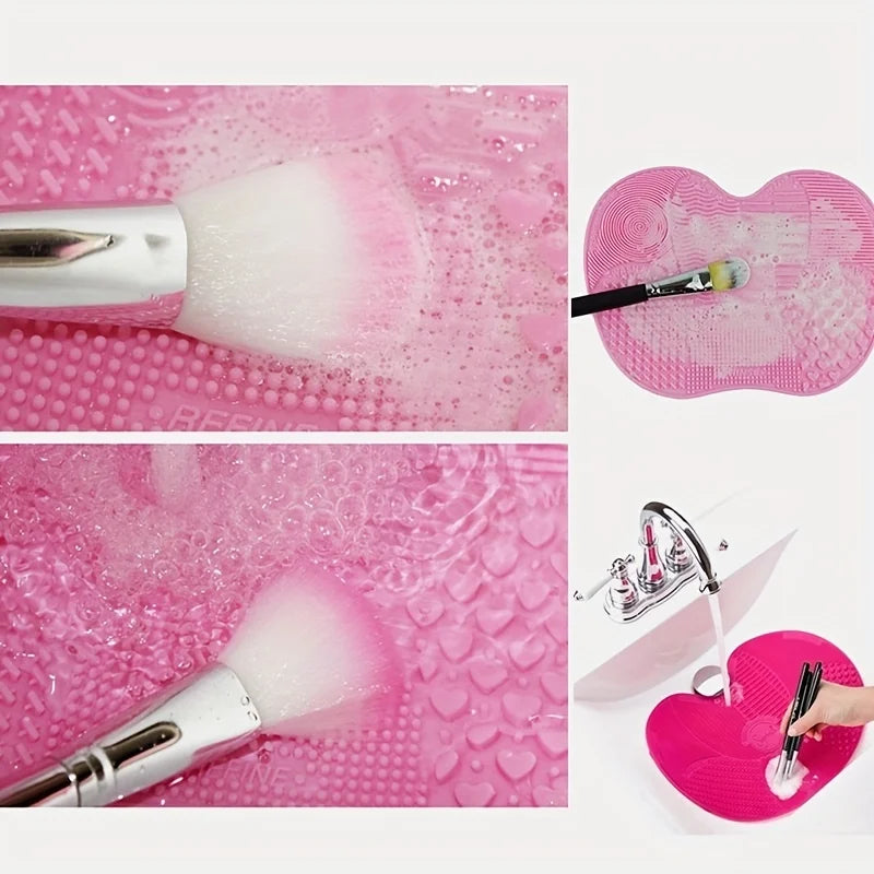 Silicone Apple Makeup Brush Cleaner Pad with Suction Cup Brush Cleaner Pad QXL