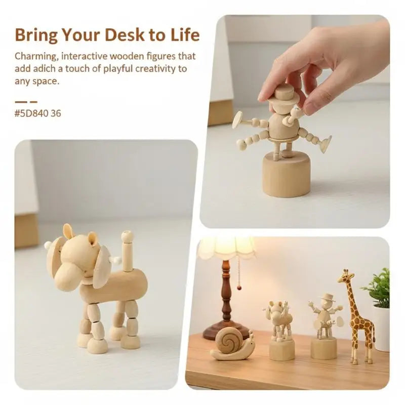 Wooden Animal Finger Puppet Figurines | DIY Kids Desk Toy Wooden Finger Puppet QXL
