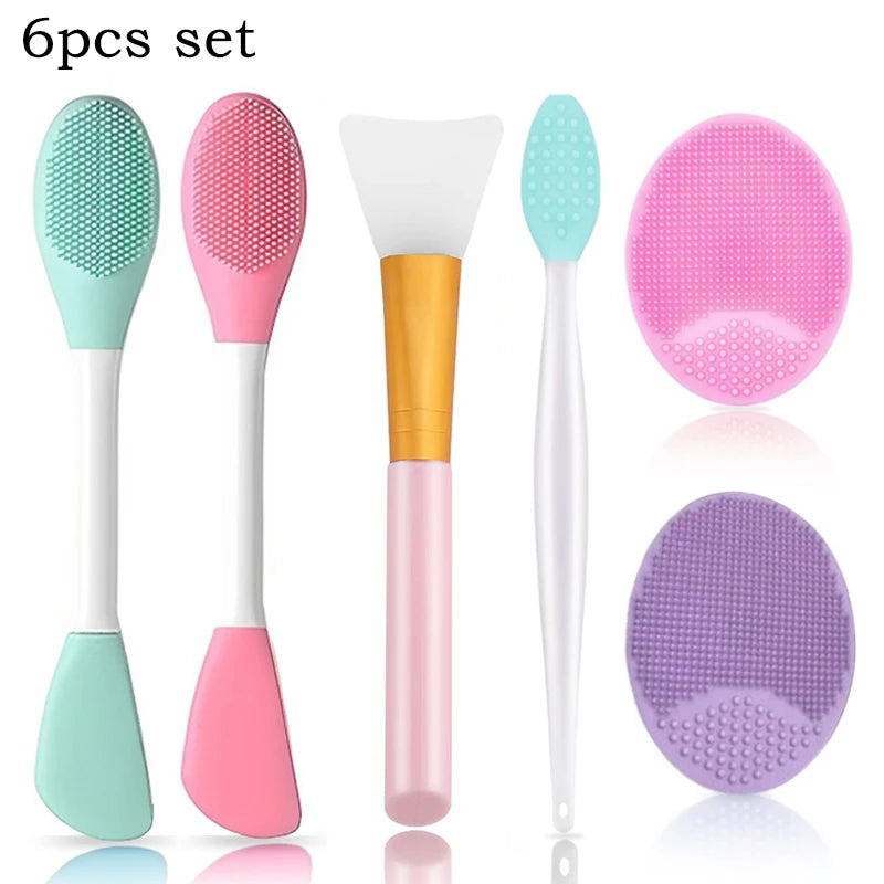 6-Piece Silicone Face Scrubber & Mask Applicator Set Silicone Face Scrubber QXL Set D