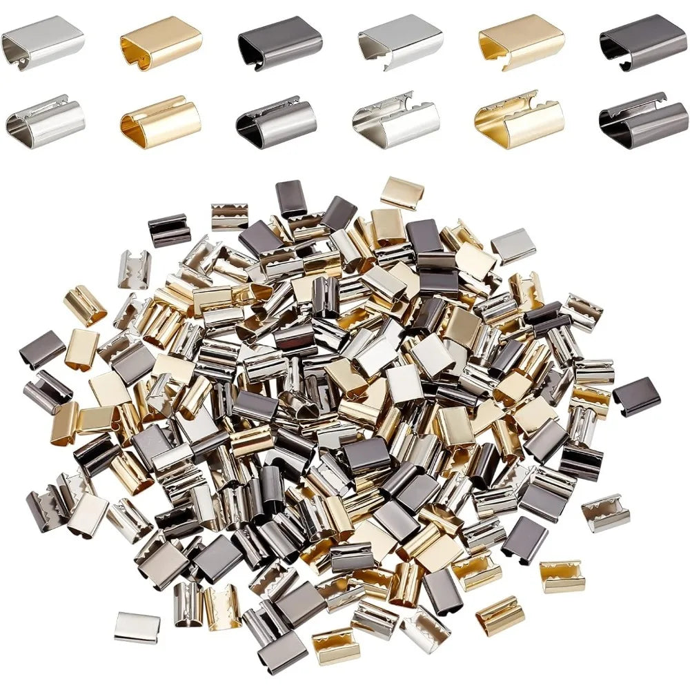 180-Pack Fold Over Cord Ends | 9mm 10mm Crimp Ribbon Caps Cord End Crimp Clips QXL