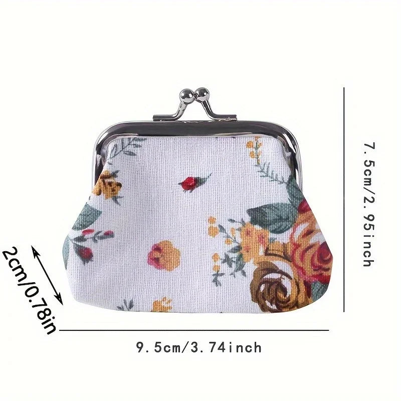 Women's Floral Canvas Mini Coin Purse – Keys & Lipstick Mini Coin Purse QXL