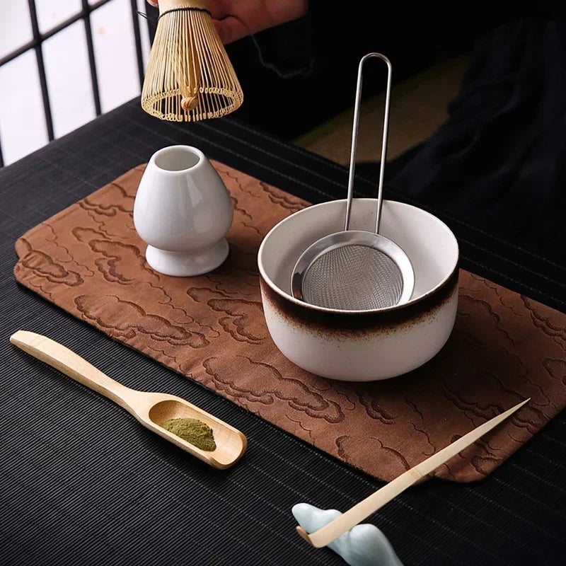 6-Pc Japanese Matcha Tea Ceremony Set | Bamboo & Ceramic Matcha Tea Set QXL