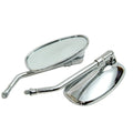 Chrome Oval Retro Motorcycle Mirrors | 10mm Thread Pair Motorcycle Side Mirrors QXL 1Pair