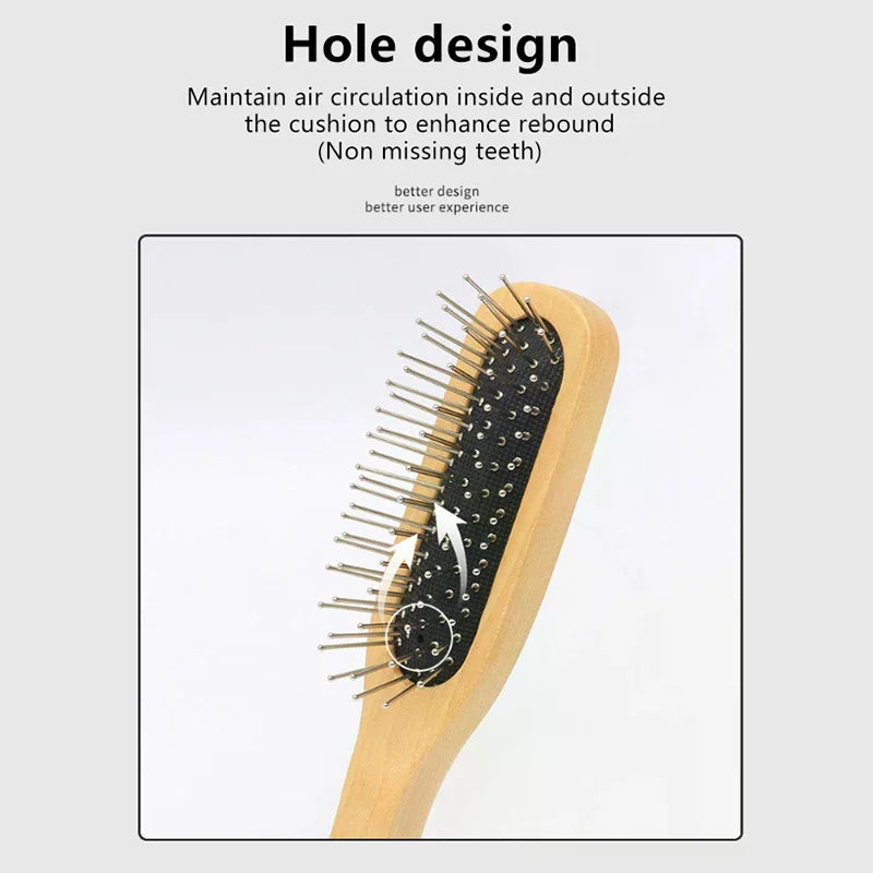 Natural Wood Air Cushion Hair Comb | Scalp Detangler Brush Air Cushion Hair Comb QXL