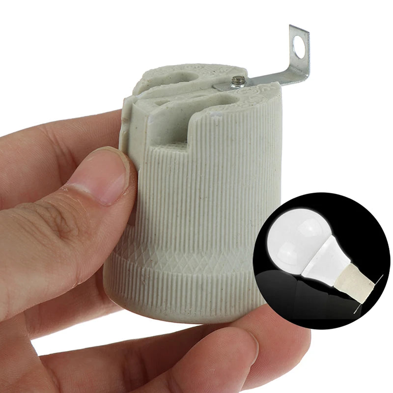 E27 Ceramic Screw Base Socket | High-Temp Bulb Holder Ceramic Lamp Socket QXL