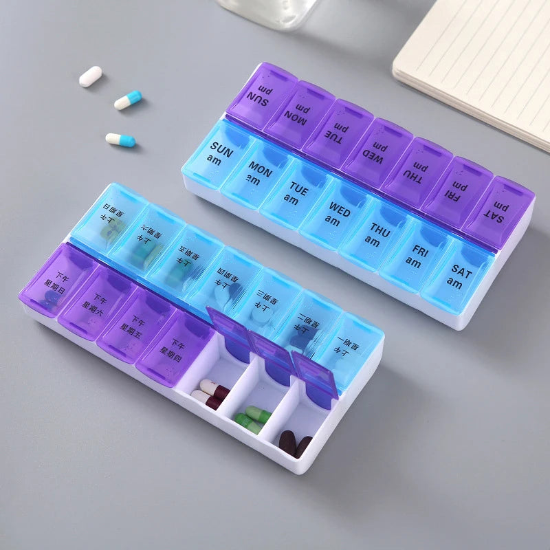 7-Day AM/PM Pill Organizer | Travel Medicine Storage Case Pill Organizer QXL
