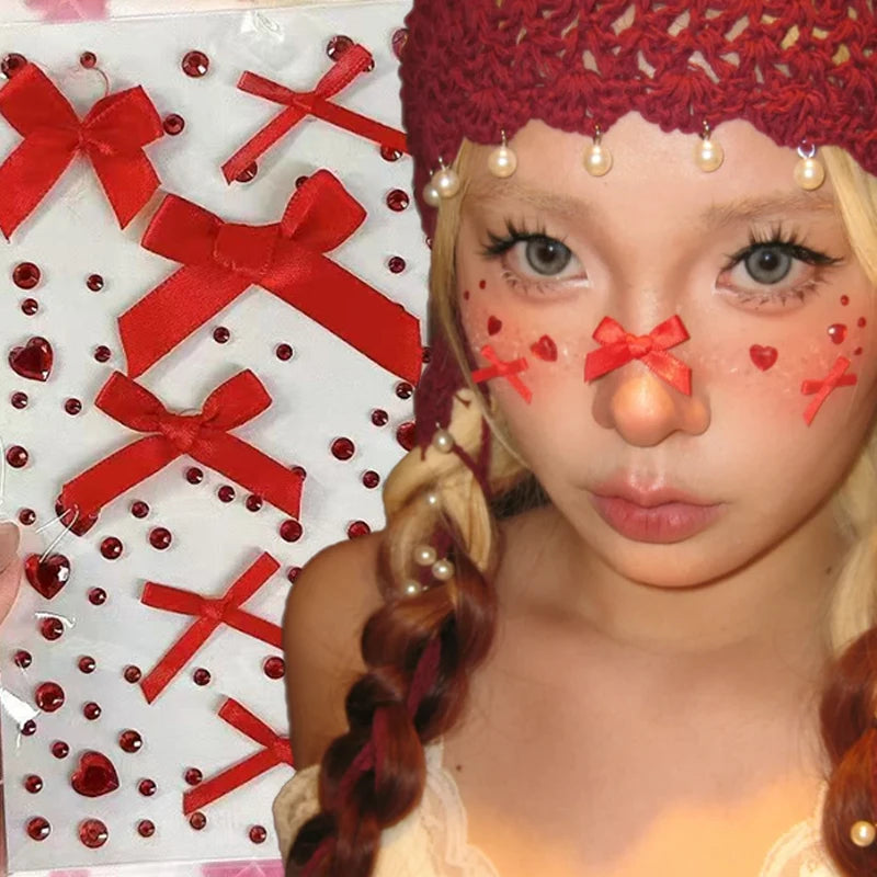 3D Crystal Diamond Face Stickers | Bow & Rose Body Gems Face & Body Stickers QXL