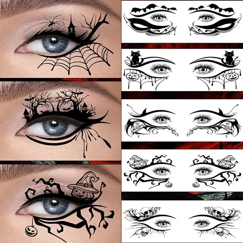 10-Pack Halloween Temporary Eye Tattoo Stickers | Waterproof Temporary Tattoo Stickers QXL