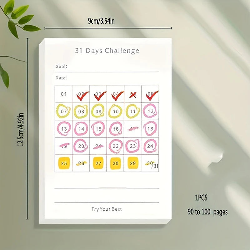 30-Day Daily Planner Notepad | Self-Adhesive Checklist Memo Pad Daily Planner Notepad QXL