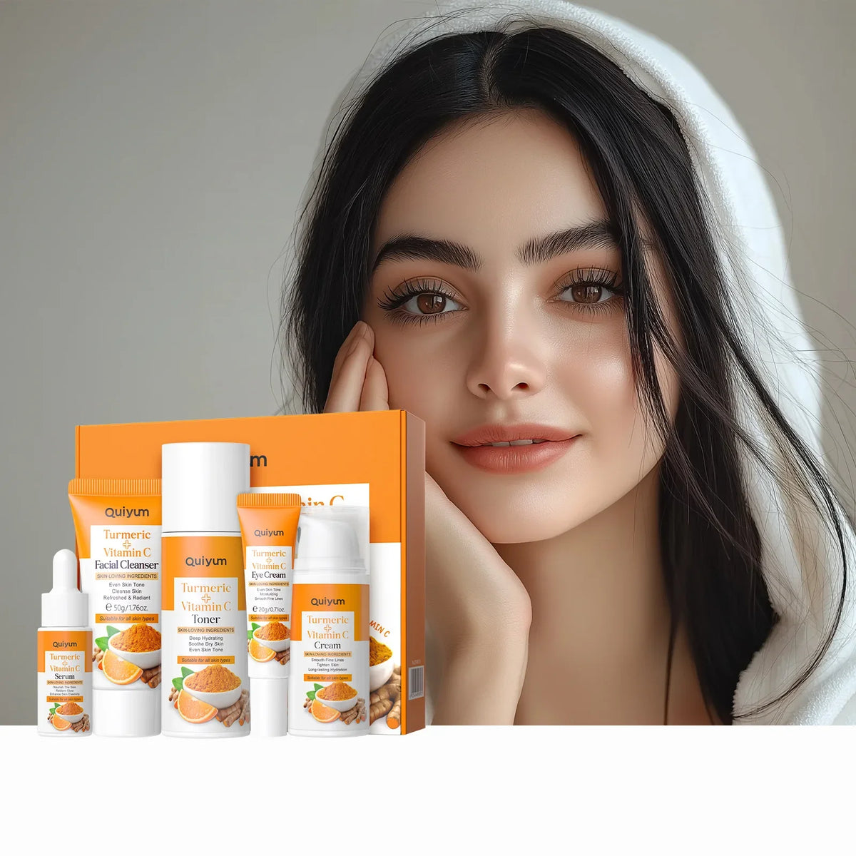 QUIYUM Turmeric Vitamin C 5-Piece Facial Skincare Set Facial Skincare Set QXL