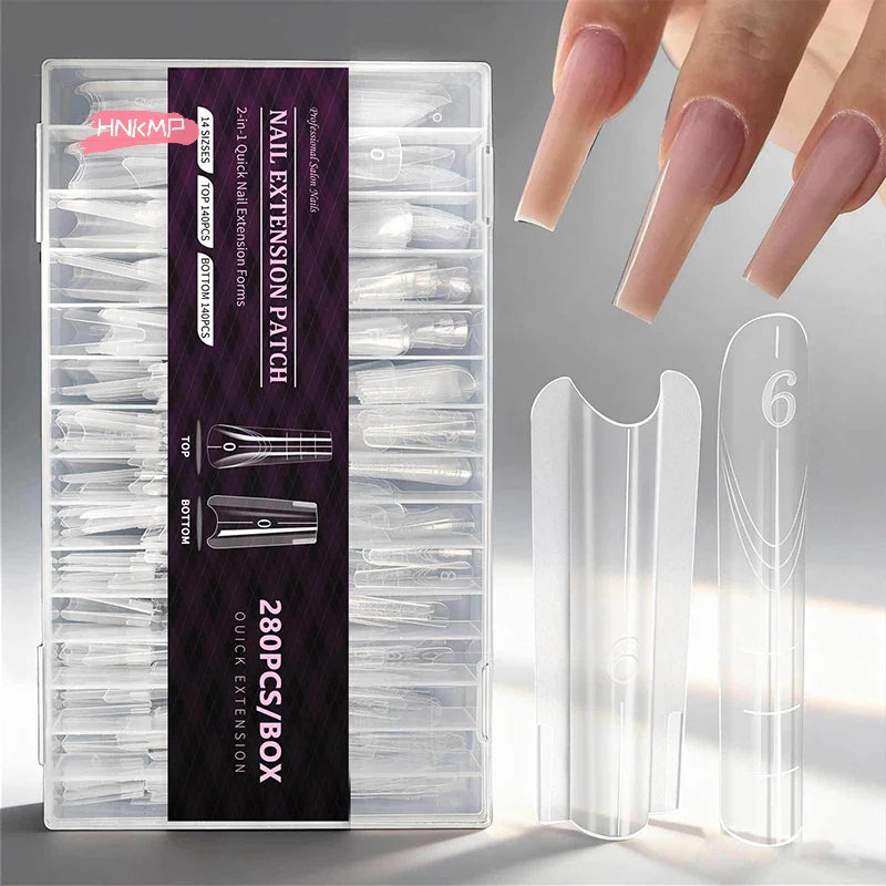 280-Pc Dual Nail Forms | 14 Sizes Coffin & Almond Extensions Nail Extension Forms QXL