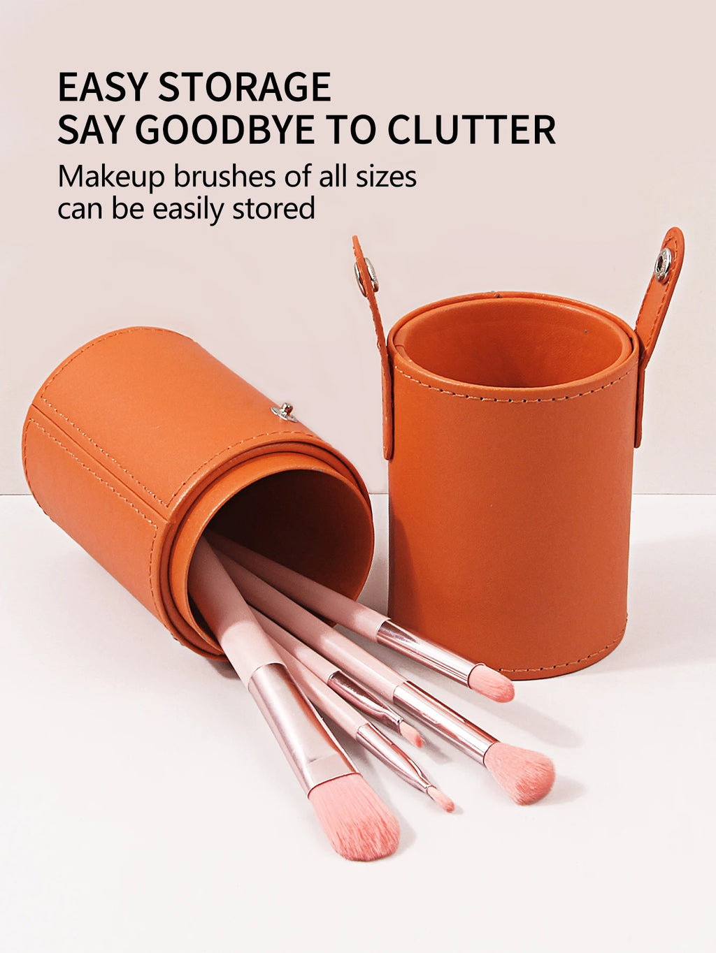 KOSSHOW Portable Makeup Brush Holder Cylinder with Lid – Orange Makeup Brush Holder QXL
