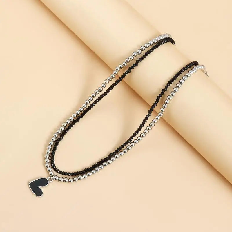 Heart Pendant Choker Necklace | Multilayer Chain for Women Choker Necklace QXL A1