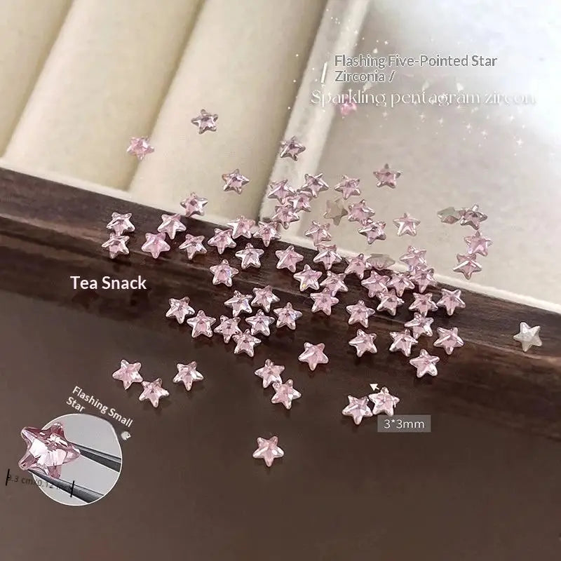 50-Pc Star Zircon Nail Charms | 3D Rhinestone Rivet Set Nail Art Charms QXL