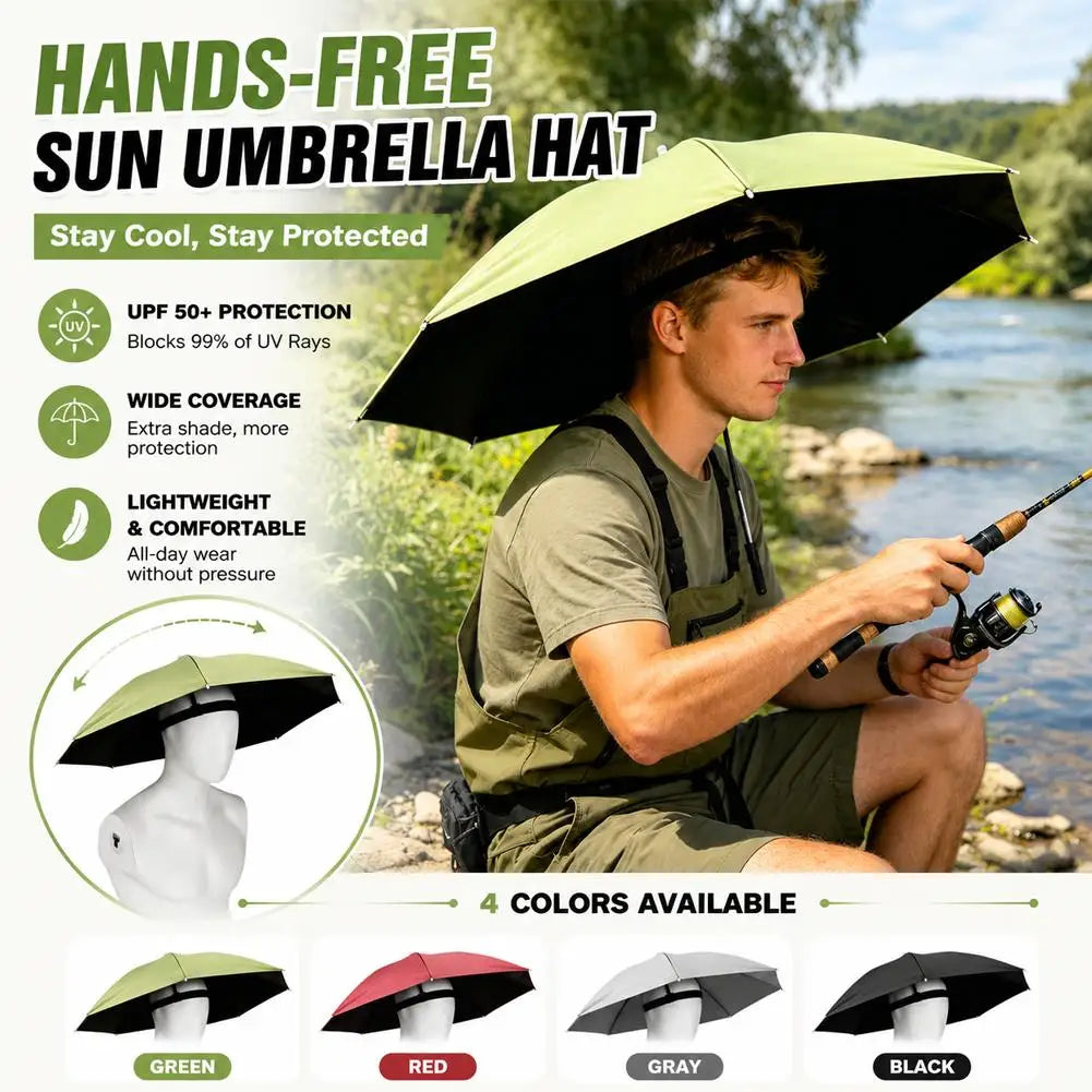 Foldable Hands-Free Umbrella Hat | Sun & Rain Outdoor Cap Umbrella Hat QXL