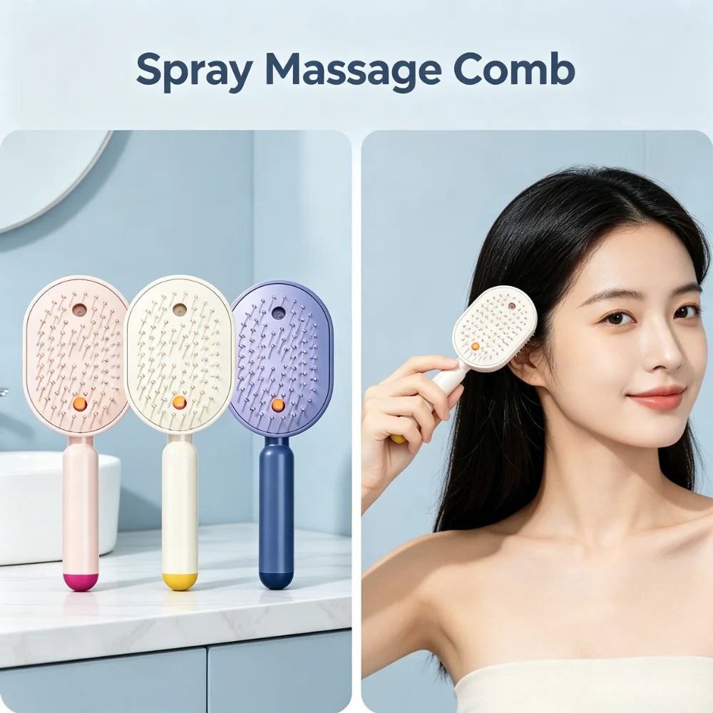2-in-1 Anti-Static Spray Massage Comb | Air Cushion Hair Care Spray Massage Comb QXL