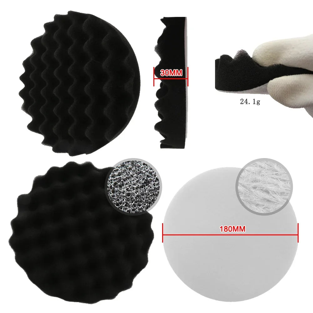 8-Piece Car Buffing Polishing Pad Kit 3/5/7 Inch + Drill Adapter Car Polishing Pad Kit QXL