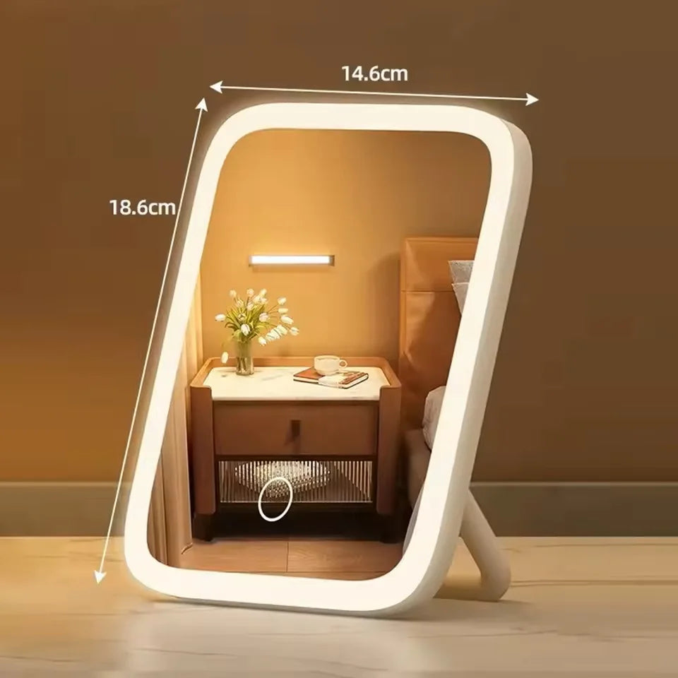 LED Makeup Mirror | 3-Color Light, Touch Control, USB LED Vanity Mirror QXL White