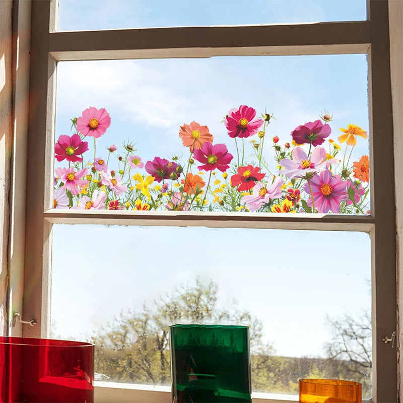 Colorful Flower Wall & Window Stickers – PVC Self-Adhesive Decals Wall Decal Stickers QXL