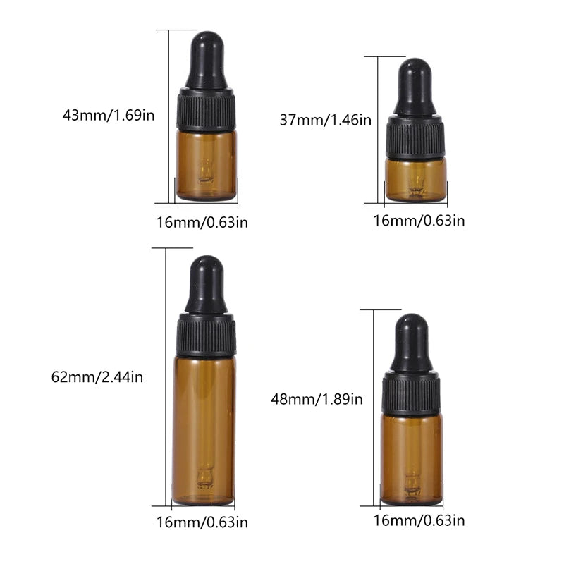 7-Pc Mini Glass Dropper Bottle Set | 1–5ml Macaron Vials Glass Dropper Bottles QXL