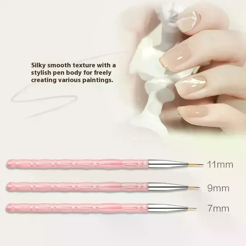 3-Piece Nail Art Liner Brush Set | Fine Detail UV Gel Nail Art Liner Brush QXL