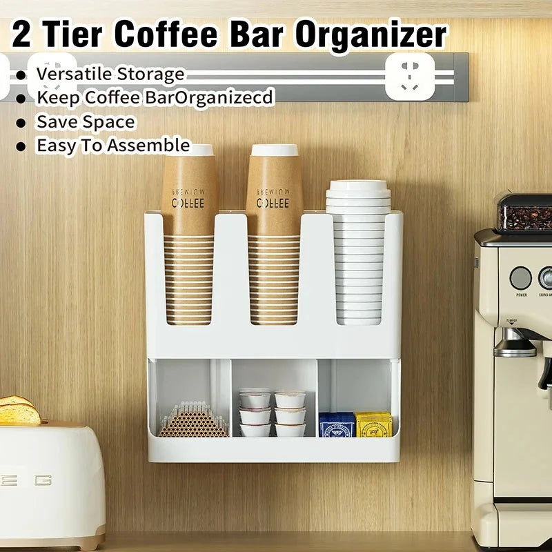 6-Compartment Coffee Cup & Condiment Organizer for Office Countertop Organizer QXL