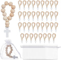 36-Pack Mini Wooden Rosary Beads with Cross Pendant | 3.6" Rosary Bead Set QXL AECH04-17007